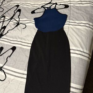 Express Navy and Black Midi Dress